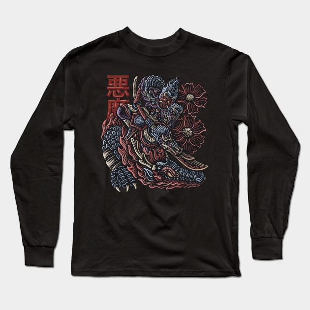 Onimask Hannya Warriors Full Color Long Sleeve T-Shirt by MANASUKA